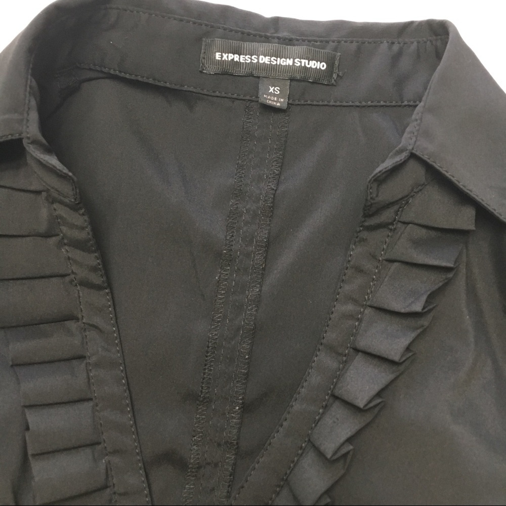 Express Stretch Black Blouse with Buckle, sz XS - Picture 3 of 8